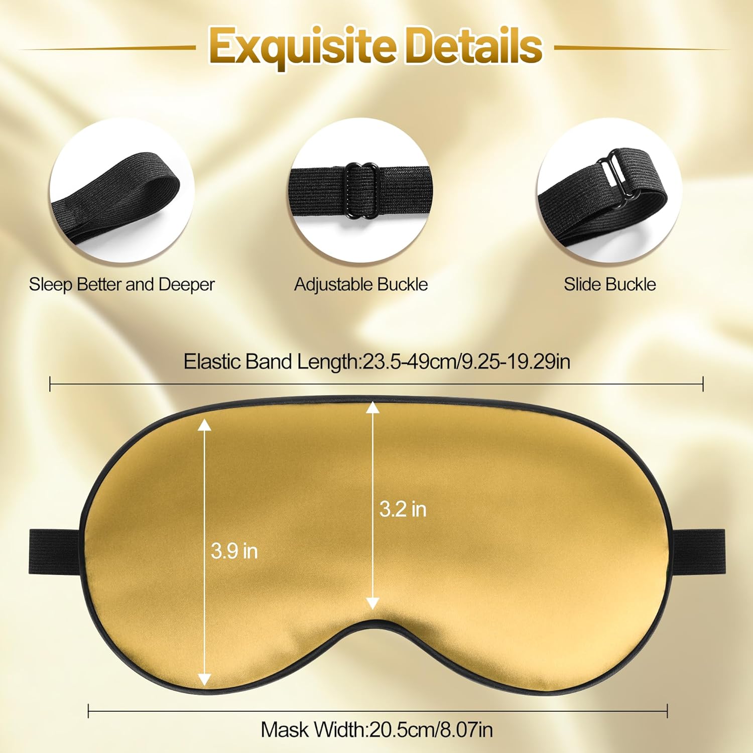 Adjustable Cotton Blindfold - Gold