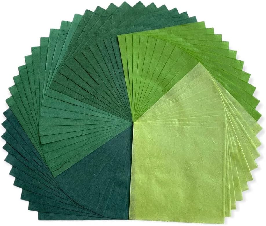 Fiber Origami Paper - Mixed Green