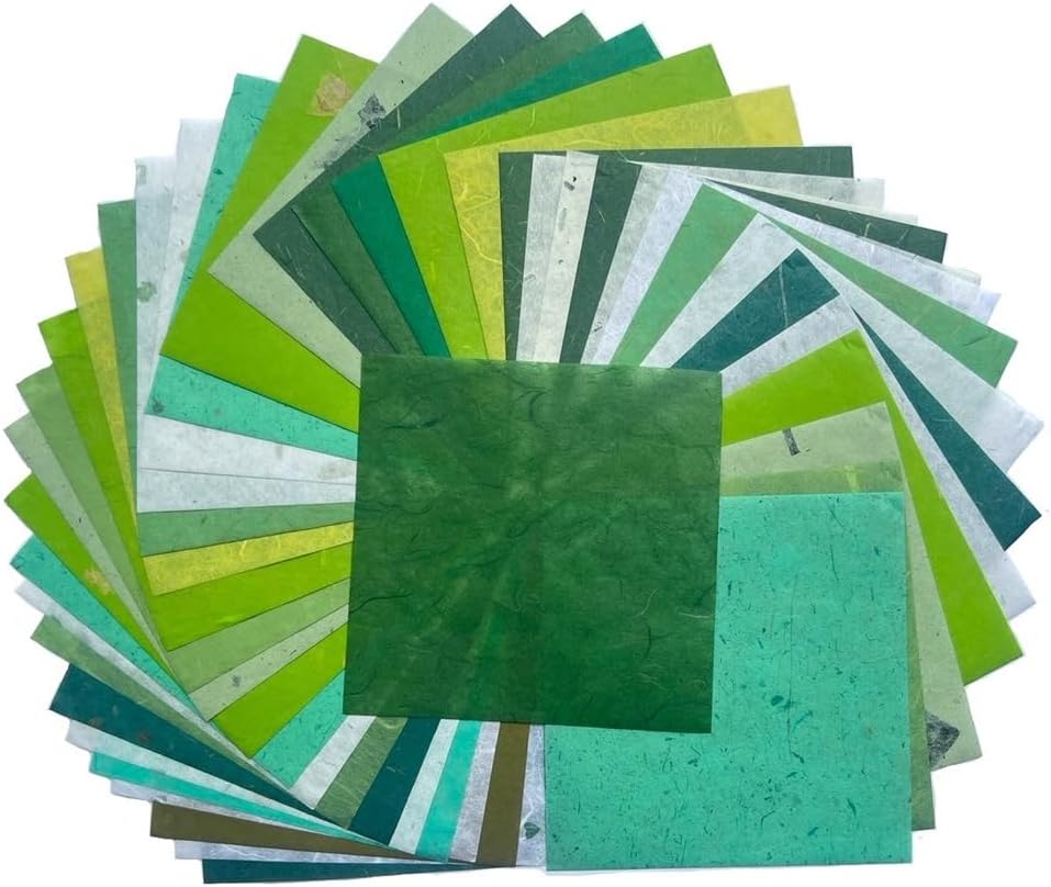 Fiber Origami Paper - Mixed Green